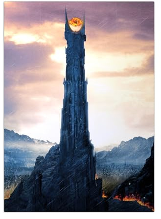 Displate Offiziell Middle Earth MetallPoster Magnetische Befestigung Inklusive Lizenziert Bilder Hochwertiges Poster Black Gate of Mordor - Dark Fortress at dawn 45 cm x 32 cm
