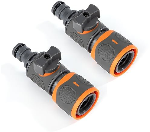Garden Hose Connector with Valve, 2Pcs Quick Release in Line Hose Shut Off Valve, Faucet Adapter Irrigation Equipment for Garden Agriculture Watering Plants