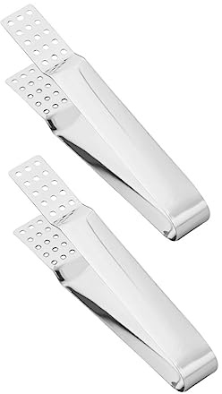 Pince à Sachet de Thé 2 Pièces en Acier Inoxydable | Argenté, Multi-usage pour Aliments et Sachets, Prise Facile, Format Compact, Rangement Simple