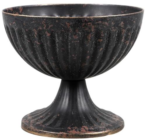 Ciieeo Vintage Metallblumenvase Aus Eisen 4.72X4.72X3.94 Zoll Retro Blumentopf Urne Für Wohnzimmer Esszimmer Büro Dekoration Und Geschenk