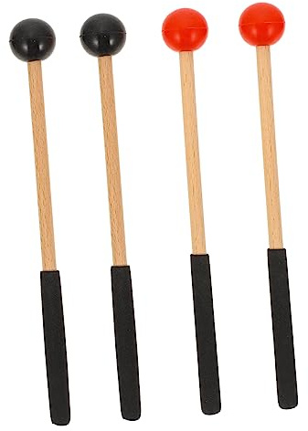 Abaodam 2 Paar Zungentrommelschlägel und Gummi mit Glatter Oberfläche Sicherer Gebrauch für Marimba und Orff Instrumente Beim Bühnenauftritt