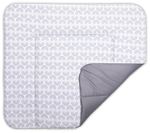 BONKY® Wickelauflage 85x72 cm - aus hautfreundlicher Baumwolle - Wickelunterlage mit rutschfeste Unterseite - Baby Wickeltischauflage - Mega weich und angenehm - Made in EU - Muschel