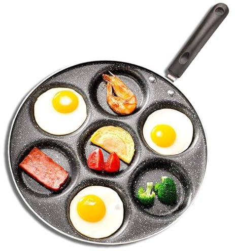 Gsycle 7 Hole Pancake Pan, Non Stick Mini Pancake Maker Egg Frying Breakfast Pan for Mini Pancakes, Mini Crepe, Frying Eggs