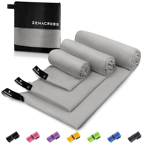 ZENACROSS Mikrofaser Handtuch mit Transportbeutel - Schnelltrocknendes und vielseitiges Fitness Handtuch