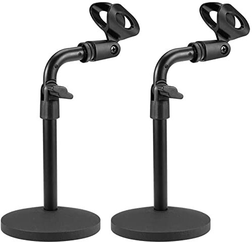 XYWHPGV Soporte de micrófono de escritorio 25 cm Soporte de micrófono de mesa giratorio ajustable en altura con clip ovalado Base de metal 2 piezas(7122a 0b63a 7e453 a9b4a 65e78 aa9d4