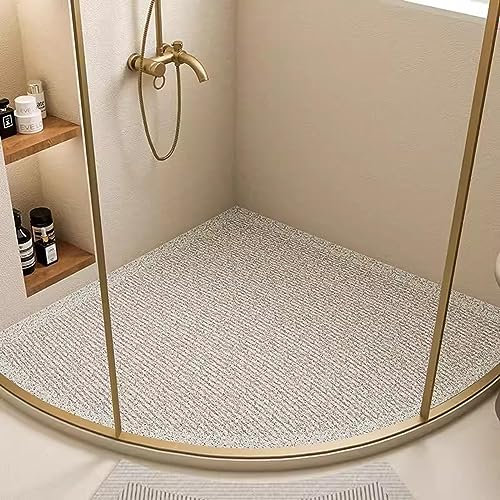 rutschfeste Badematten, Gebogene Duschmatte, dreieckige Duschmatte für Eckdusche, Bequeme Gebogene Duschmatte, rutschfeste PVC-Badematte, Badezimmerteppic