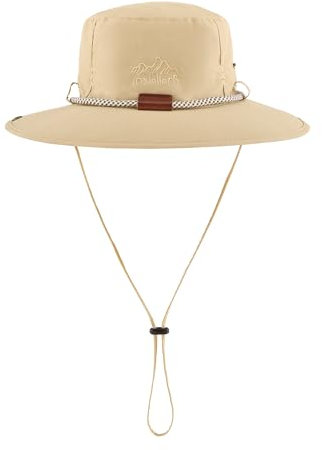 Faletony Buschhut Boonie Hat Sonnenhüte Fischerhüte Breite Krempe Sonnenhut mit Kinnband Fischermütze Outdoor Hut für Herren Damen (Polyester, Khaki)