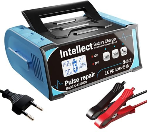 10A Batteriewerkzeuge, 12V/24V mit Impulsreparatur | Zuverlässiges und benutzerfreundliches Smart-Ladegerät für Auto, Motorrad und LKW | Funkenfrei und mit automatischer Schutzfunktion