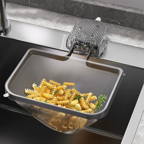 Abflusssieb Küchenspüle mit Saugnapf - Abflusssieb Küchenspüle mit 150 Sieb, Sink Drain Strainer, 2 in 1 Sink Strainer und Lappenaufbewahrungsregal, Zusammenklappbares Abflusssieb für die Küchenspüle