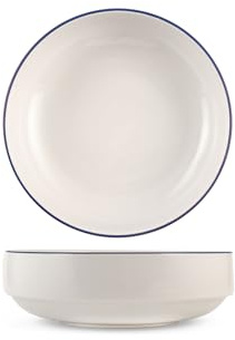 H&H, Set 6 Piatti Fondi Essence in Porcellana Blu Decorata, 20 cm - Eleganza e Praticità per Ogni Piatto