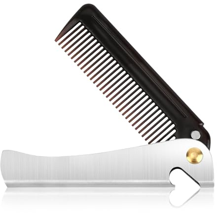 Gosknor Peigne Pliant Homme, Portable de Poche Rotatif à 180 Degrés Peigne Pliant Cheveux Idéal pour la Coiffure Barbe et la Moustache au Quotidien