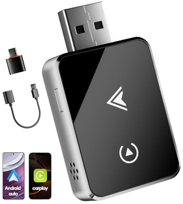 Wireless Adapter 2-in-1 für CarPlay/Android Auto, PARPAT Umwandlung von Kabelgebunden zu Kabellos mit USB/Type-C, Stabile Verbindung und Keine Verzögerung, Kompatibel mit iPhone/Android