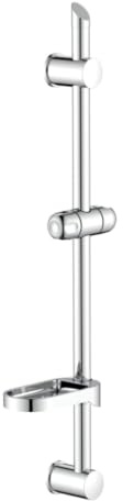 BAGNOCLIC Barre de Douche Métal Chromé 72 cm avec Porte-Savon Intégré, Support Réglable pour Montage Mural en Biais et Espacement Carreaux
