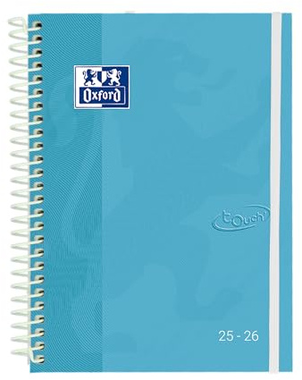 Oxford Touch, Agenda 2025 2026, Semana Vista, Tapa Extradura, A5 (15x21 cm), Español, Color Azul Pastel