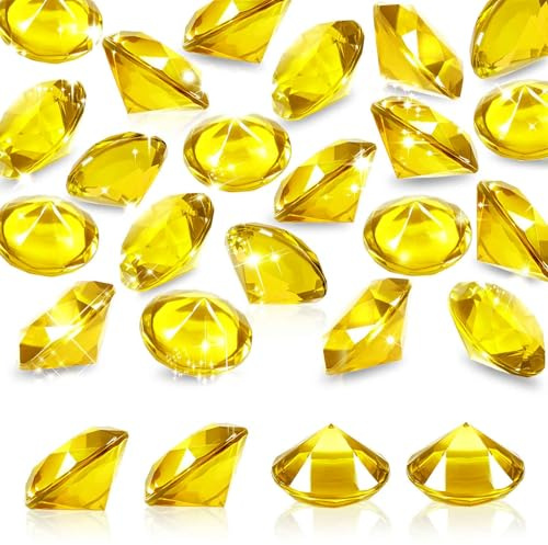 TOAOB 25 Stück Deko Diamanten Groß 30 mm Acryl Kristalle Gelb Transparent
