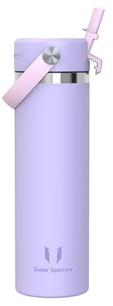 Sparrow Borraccia Termica 500ml/750ml/1L - Borracce Bambini con Cannuccia | Bottiglia Senza BPA & Perdite, Lavastoviglie, Caldo & Freddo, Scuola,Sport,Viaggio - SwivelSip Borraccia Tappo Flex Cannuccia