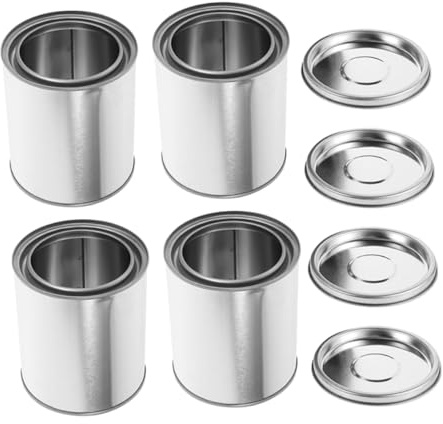 Garneck 4piezas Latas De Pintura De Metal Tapas Selladas De Pintura Redondos y Gruesos Laboratorios Construcción Almacenamiento Multiusos