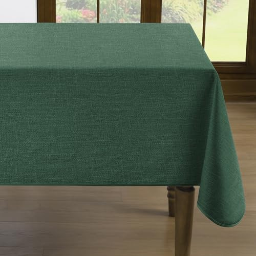 Romanstile Tovaglia Cerata 240x140 Verde Plastificata 6-8 Posti Grande Rettangolare Tavolo con Bordo Rinforzato Effetto Lino, resistente e pratica, Feste, Pranzo, Cucina, Giardino, Terrazza, Esterno