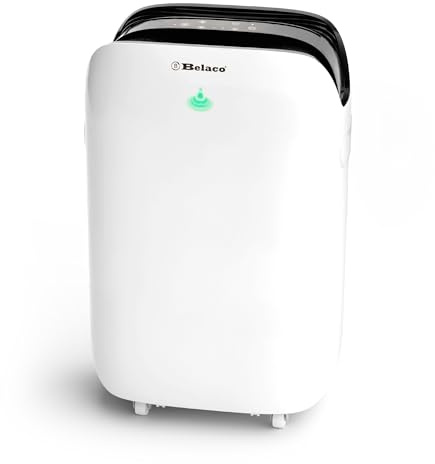 Belaco 20L Dehumidifier for Home & Basement, Energy Efficient Moisture Removal, Digital Humidity Control, Laundry Drying Mode, Quiet Operation, Continuous Drain