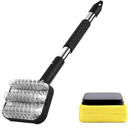 Juego de cepillos de limpieza para barbacoa con cabezales reemplazables y mango resistente al calor para un fácil cuidado de la parrilla al aire libre (un juego)