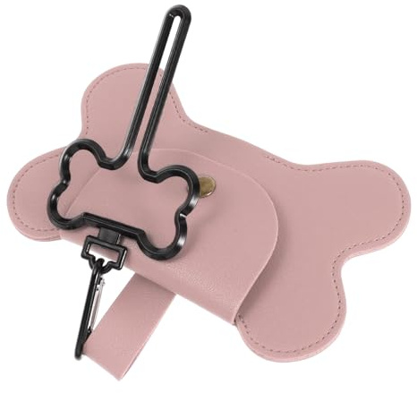 SHINEOFI Distributeur à Déjections Canines PU Rose Pratique et Porte- Multifonction pour Promenade Randonnée et Stockage Clés ou Friandises