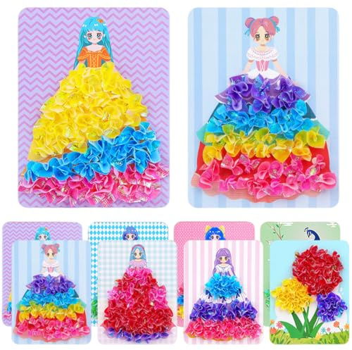 KEWUF 8 Piezas, Dress Me Up, Juego de Manualidades, Manualidades Niños, Kit de Manualidad para Niños con Tema de Princesa, Pintura de Puntadas, Juguete-Regalo para Niñas, Regalo para Niños