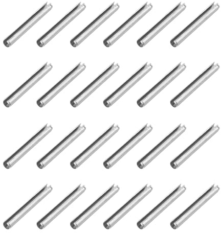 QUARKZMAN 60 Piezas Pasadores De Resorte Ranurados 3/25 Pulgada(3mm) Diámetro 1 Pulgada(25mm) Longitud Pernos De Expansión De Acero Con Tensión Para Sujeción Segura Plateado