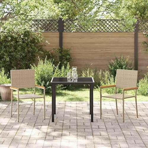 Eleganz Garten Stapelstühle 2er Set aus PE Rattan & massivem Akazienholz - langlebiges Gartensitzmöbel für Terrasse & Balkon - platzsparend & wetterfest
