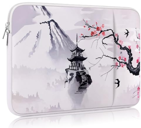 MasiBloom Housse d’Ordinateur Portable pour MacBook Neo Air Pro 13 Pouces | Pavillon Fleur de Pruner, Puce M1 M2 M3 M4 M5 A18, A3404 A3449, 2 Poches, Sac Tablette, Accessoire Protection
