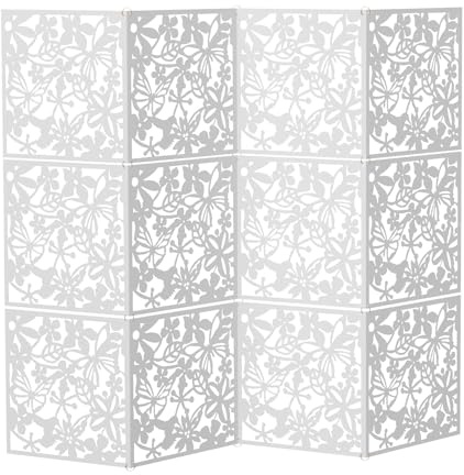 Divisor de ambientes, 40 x 40 cm, 12 unidades, polipropileno, color blanco, hueco, pantalla de privacidad, separador de habitaciones, divisor para colgar, con anillos de conexión, para salón, comedor