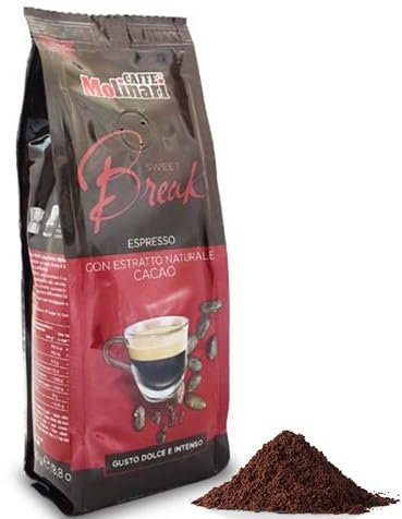 Caffè Molinari® Preparato a Base di Miscela di Caffè Macinato - per Bevanda al Caffè, con Aroma Naturale ed Estratto di Cacao (Confezione da 8 sacchetti da 250gr)