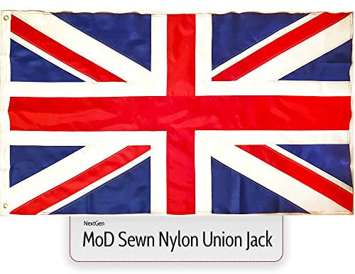 Union Jack Flag Sewn Nylon Fabric Large 5ft x 3ft British Approved Commercial Grade Heavy Duty Waterproof With Eyelets
