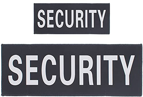 Security Klett Aufnäher Set, Reflektorband Klettsticker Security Vest | Tactical Embroidered Nylon Hook-and-Loop Patch, 2 Patches (eine große eine kleine Größe)