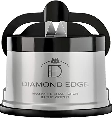 Diamond Edge No.1 Knife Sharpener – Safe & Compact Manual Knife Sharpener for Any Knife - Knives Sharpener Suitable for Serrated & Outdoor Blades – Professional Quality, Silver