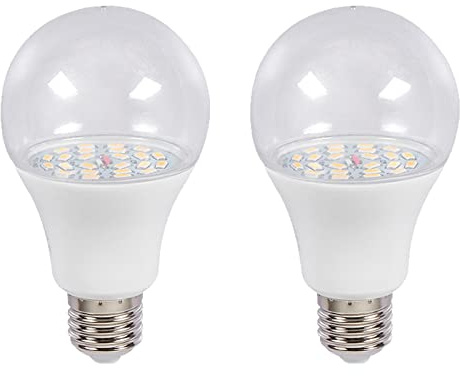 2 PCS LED Grow Light Bulbs Full Spectrum LED Grow Light Bulb for Indoor Plants Seedlings Flowers Greenhouse E27, White