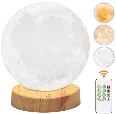 Light Therapy Lamp 10000 Lux, Happy Sunlight Lamps UV-Free with 3 Color Temperatures, Adjustable Brightness,Timer & Memory Function, Sun Lamp, Full Spectrum Light for Home, Office (Happy Moon Lamp)