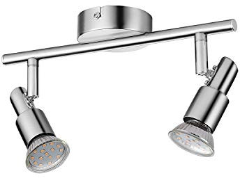 IMPTS Deckenstrahler 2 Flammig, LED Deckenstrahler Strahler Deckenleuchte Drehbar Wandspot Innen inkl. 2 x 3W GU10 LED Lampen, Mattes Nickel Deckenlampe für Küche, Wohnzimmer, Schlafzimmer