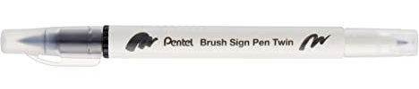 Pentel Brush Sign Pen Twin SESW30C Faserschreiber, 2 pinselähnliche Spitzen, schwarz (1 Stück)