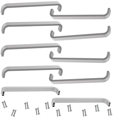 AERZETIX - C64321 - Juego de 10 tiradores para mueble distancia entre ejes 128mm - puerta armario alacena cajón decoración interior cocina salón montaje - en aluminio - acabado: plata mate