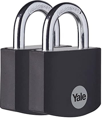 Yale YE3B/38/119/2/BK Lucchetto in Alluminio di Sicurezza Standard da 38 mm, Nero, 38mm-2er-Pack