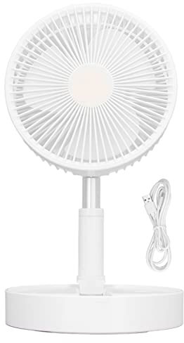 Ventilador de Pie Retráctil con Control Remoto, Ventilador de Mesa Silencioso de 45Db, Ventilador de Batería Recargable USB de 4 Velocidades, Extraíble y Limpiable, para Dormitorio, Oficina(3600mAh)