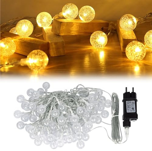 Froadp Kugel Lichterkette 10m mit 80 LED Lichtervorhang mit 8 Modi für Außen Innen Weihnachtenbeleuchtung IP44 Lichterketten Dekoration für Halloween Weihnachts Balkon Garten Partys