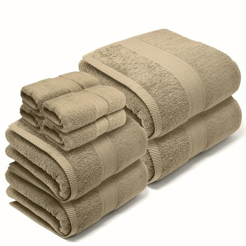 LEBENGOOD Set 8 Asciugamani Bagno 4 Lavette 2 Viso 2 Teli Doccia Cotone