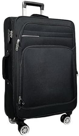 MY TRAVEL BAG Stoff Reisekoffer Trolley Erweiterbar mit Zwillingsrollen (M/L/XL/XXL oder 4er Set) Weichgepäck (Schwarz, Mittlerer Koffer (65cm))