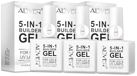 P-Beauty 5-in-1 Nagelaufbau Gel, stärkendes Builder | Aufbaugel für Nägel, Nail UV LED, Unterlack, Nagellack, Gelnägel, Nail Art Design | dauerhafte Nagelstärkung & Verlängerung | Transparent 3x15ml