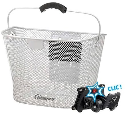 BEEPER - Panier en métal Blanc pour vélos & trottinettes Support de Fixation - Support de Fixation Guidon pour vélos