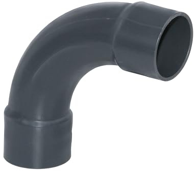 HAF 1x PVC Fittings Bogen 90° mit 63mm x 63mm | Klebemuffe x Klebemuffe | Winkelverbinder aus grauem PVC-U | PN16 für PVC Rohr, Poolfitting, Schwimmbad, Poolverrohrung, Druckleitung, Rohrleitung