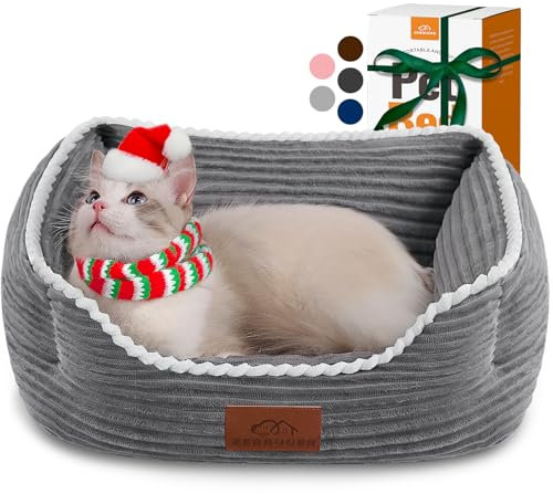 Zerbuger 20in Grey Rectangle Cat Dog Bed Machine Washable Sleeping Sofa