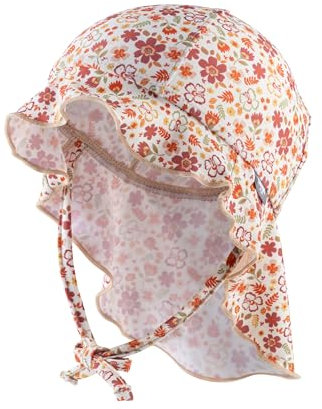 Sterntaler Sonnenhut Blumen - Mädchen Bademütze - UV-Schutz 50+ Sommermütze für Strand und Schwimmbad - mit Nackenschutz und Bindebändern - Baby & Kinder Kopfbedeckung - Ecru, Größe 47