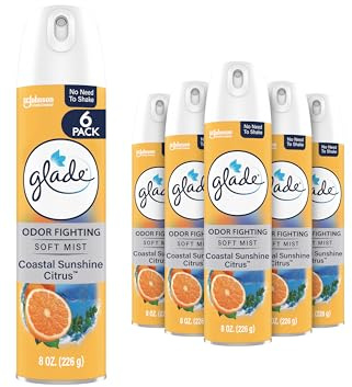 Glade Air Freshener Room Spray, Coastal Sunshine Citrus Scent, Odor Fighting to Deliver Long Lasting Freshness, 8 Oz, 6 Count